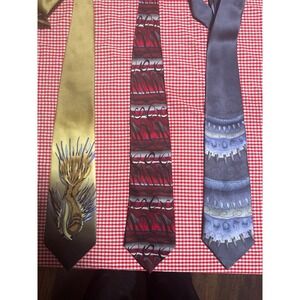Lot of 3 J Garcia Collection  Mens Ties Set Artistic Dragon Abstract Stripes